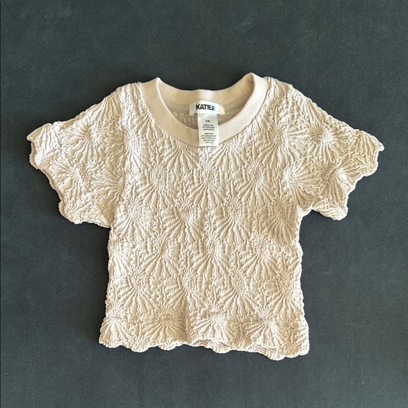KatieJ NYC Mazie Girls Stretch Cropped Top Baby Pink size S/M - Picture 1 of 5